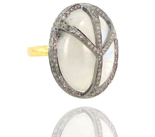 Moonstone Diamond Gold Ring
