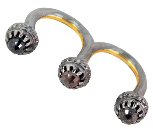 Gold Diamond Double Finger Ring