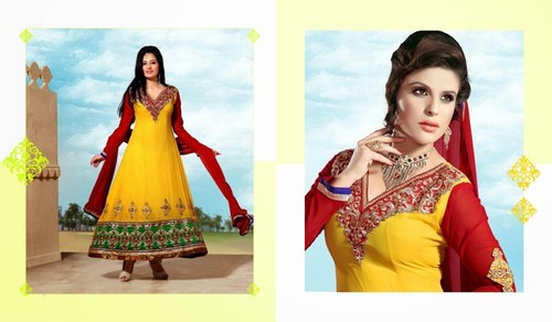 Fabulous Salwar Kameez - Faux Georgette With Santoon Bottom, Chiffon Dupatta | Embroidered Patch Work, Full Sleeves, Party Wear