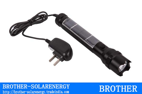 Solar Flashlight Metal Portable LED Outdoor