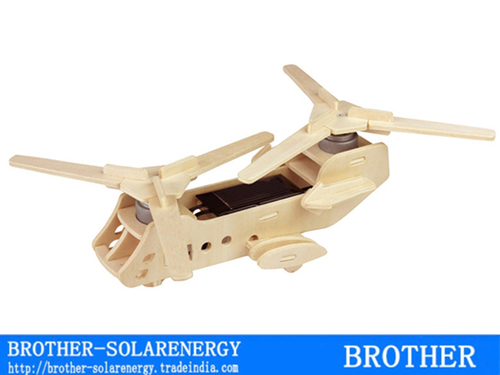 Wooden Plane toy power by solar energy