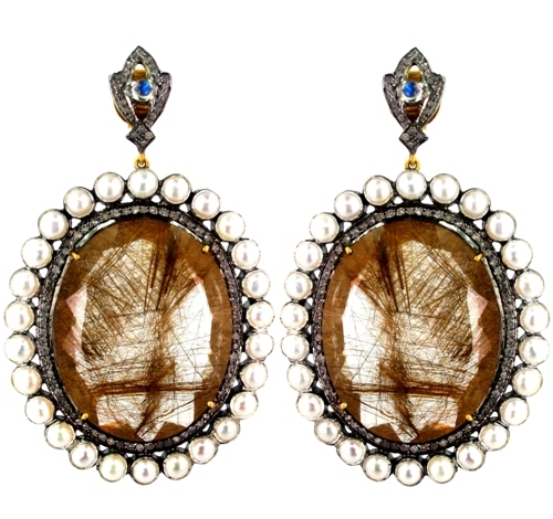 Gemstone Diamond Gold Earrings