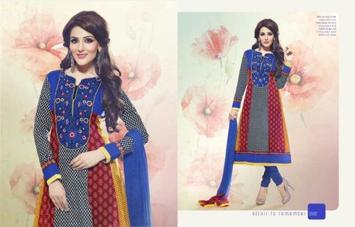 Cotton printed with pure Chiffon Dupatta