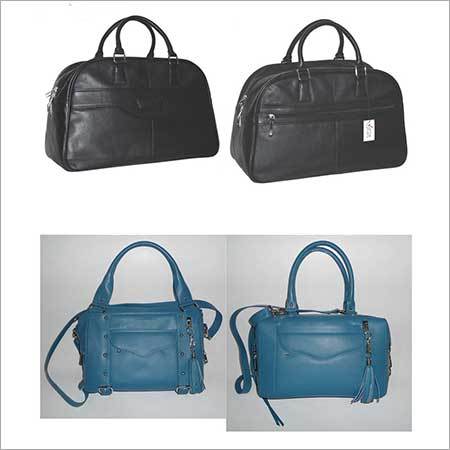 Blue & Black Ladies Leather Handbags