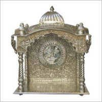 Silver Pooja Temple - Handcrafted Pure Silver Design | Polished Finish, Traditional Style, Includes Ganesha And Other Divine Statues