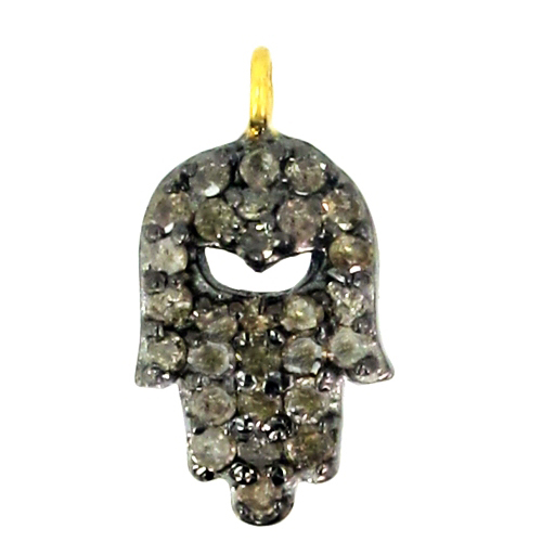 Pave Diamond Hamsa Gold Pendant