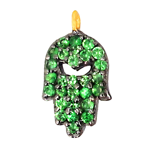 Tsavorite Diamond Hamsa Pendant