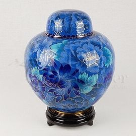 Blue Copper Cloisonn Cremation Urn