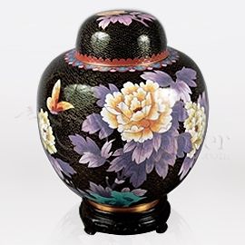 China Black Cloisonn Cremation Urn