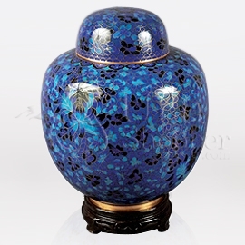 China Blue Cloisonn Cremation Urn