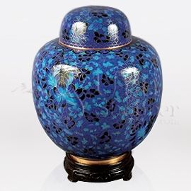 China Blue Cloisonn Cremation Urn