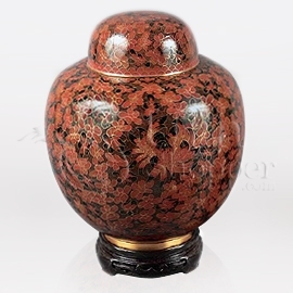China Red Cloisonn Cremation Urn