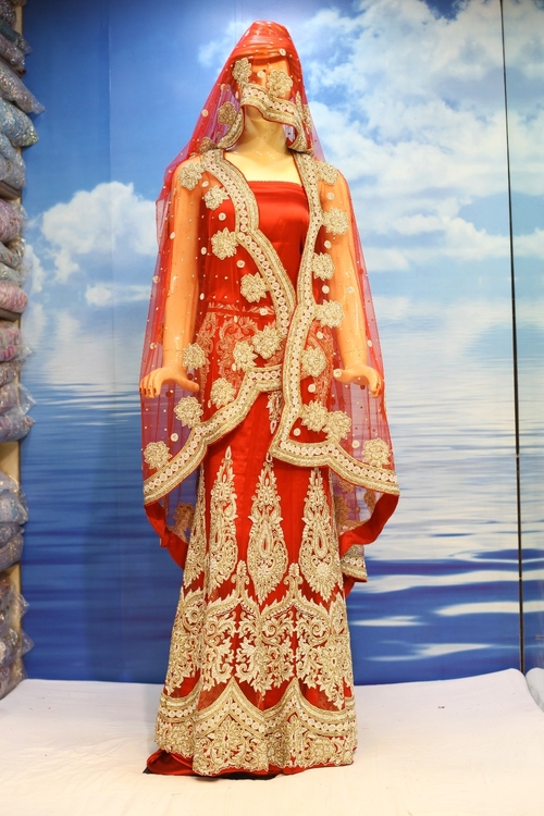 Lehenga - Silk, Customizable Size, Red | Handcrafted Embroidery, Elegant Design, Perfect Fit, Comfortable Wear