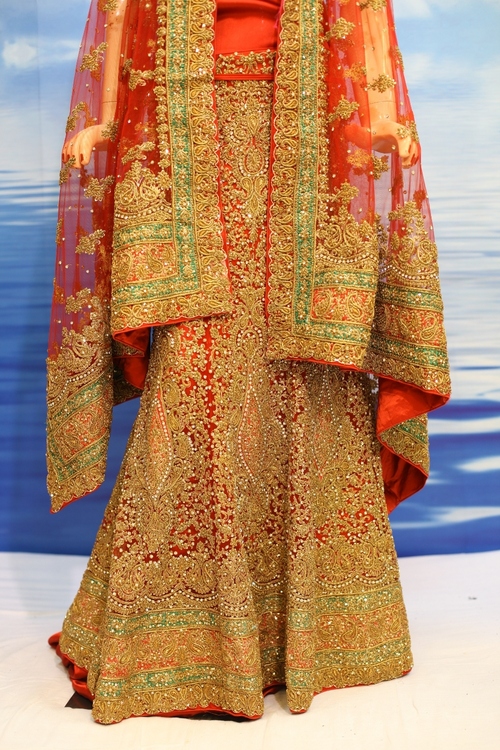 Lehenga - Silk Blend, Floor Length, Red | Handcrafted Intricate Embroidery, Elegant Design, Comfortable Wear, Customizable Size