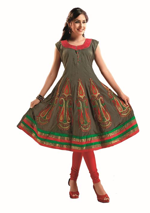 ISHIN Cotton Light Mehendi kurti