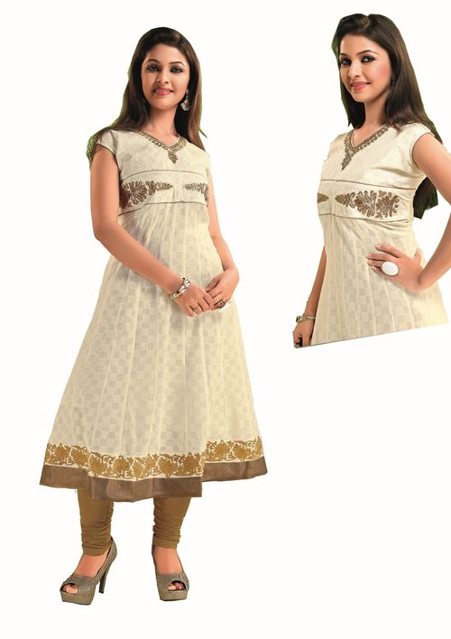 ISHIN Cotton Jacquard Off White kurti