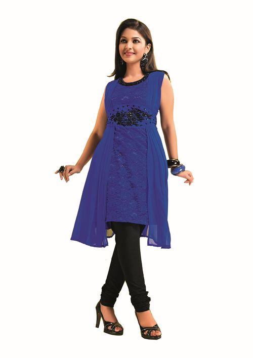 ISHIN Georgette Royal Blue kurti
