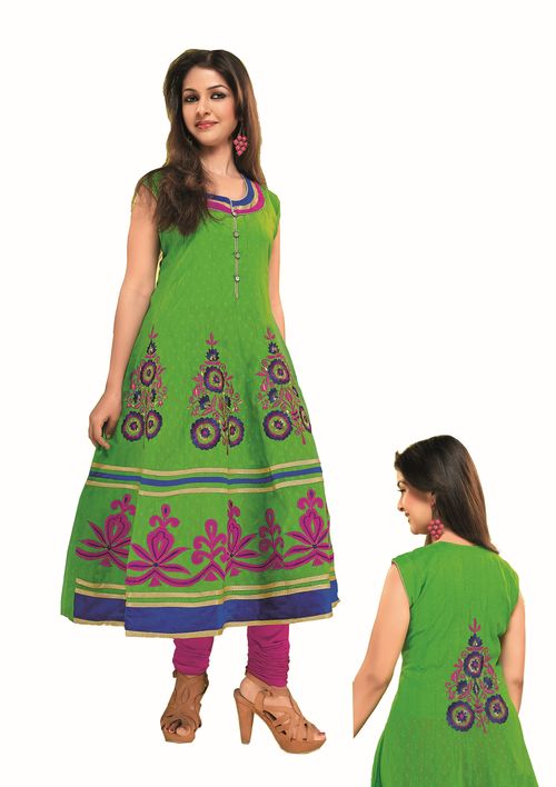 ISHIN Cotton Jacquard Green kurti