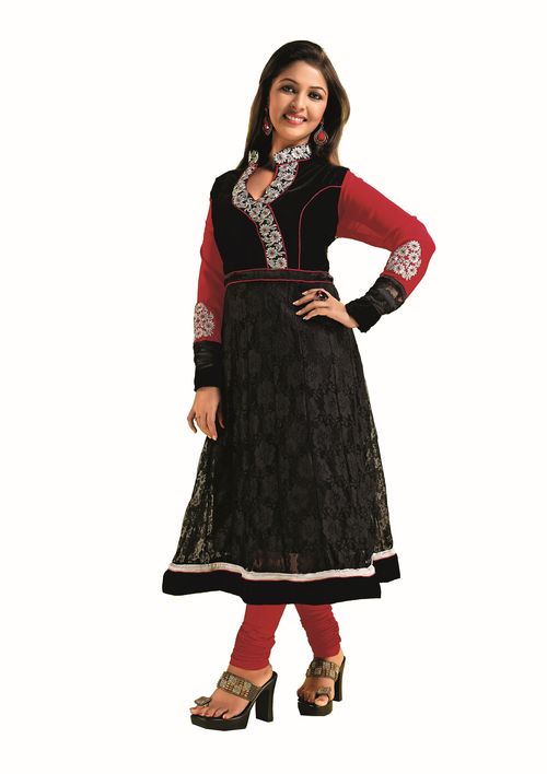 ISHIN Net Velvette Black kurti