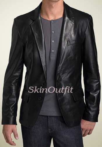 Mens Leather Stylish Blazer