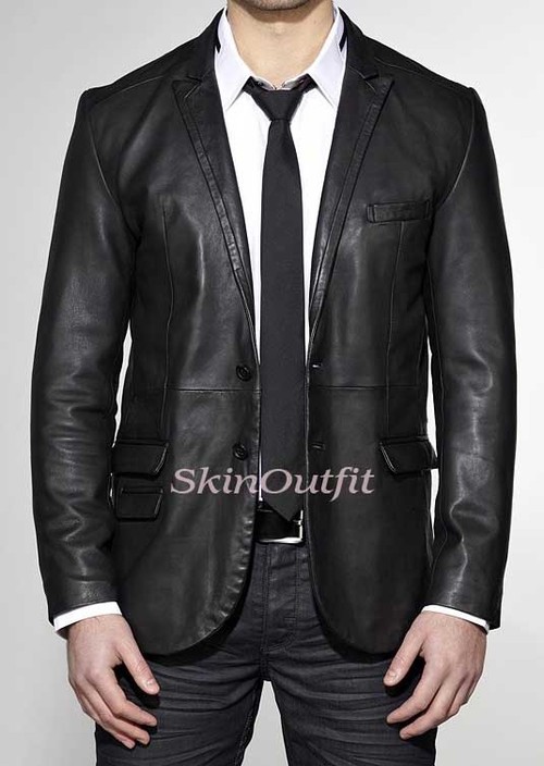 Men's Fashion Leather Blazer