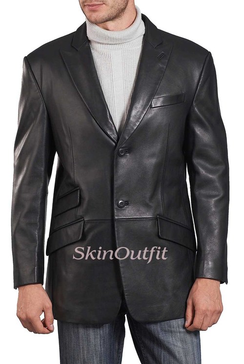 Mens Casual Leather Blazer