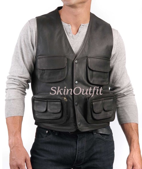 Mens Leather Hunter Waistcoat
