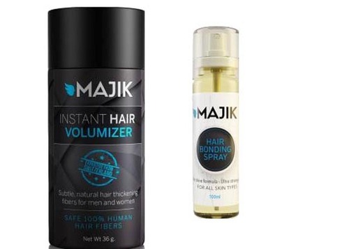 Hair fibre with spray