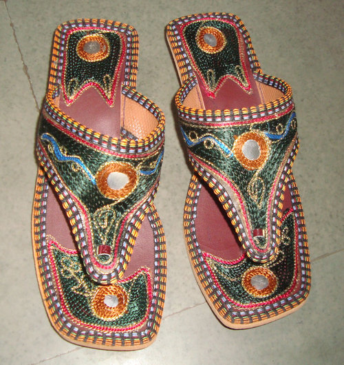 Green And Brown Indian Traditional Slipper