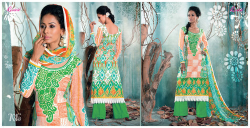 Rivaa Salwar Kameez - Cotton Blend, S-XL, Peach | Elegant Design, Embroidered Work, Comfortable Fit, Printed Pattern