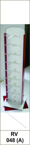 18 Frames Display Revolving Stand - Wood Acrylic, Burgundy, 360° Rotation | Easy Assembly, Space Saving, Customizable Design
