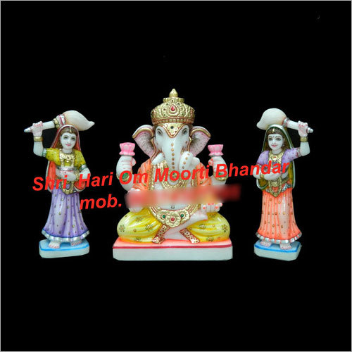 Marble Ganesh Ji Statue - 304.8mm Height, Intricately Carved, Perfectly Polished, Eco-Friendly, Moisture Proof, Washable