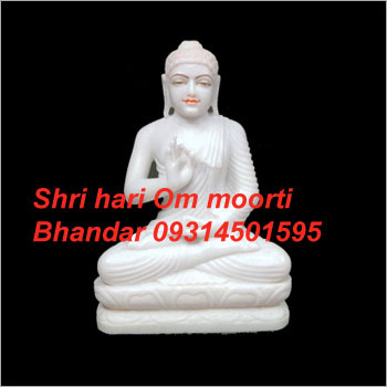 Marble Buddha Statue - Polished Marble, Variable Height, White | Artistic, Soothing, Durable, Spiritual, Customizable