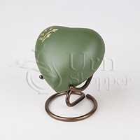 Aria Tree Of Life Brass Token Cremation Urn - 3"x4"x3" , Enamel Green Finish, Heart Shape Design, Includes Metal Display Stand, Perfect For Keepsake Or Home Memorial
