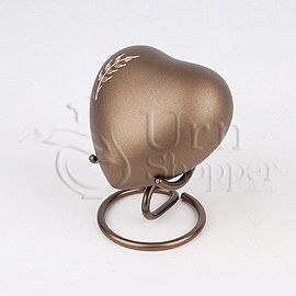 Aria Wheat Brass Metal Heart Token Cremation Urn