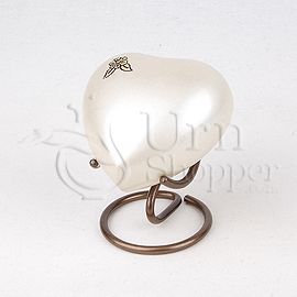 Artisan Pearl Brass Metal Heart Token Cremation Urn