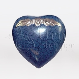 Avalon Series Evening Blue Metal Token Heart Cremation Urn