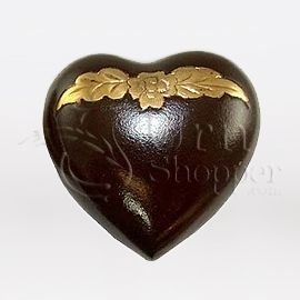 Avalon Mahogany Brass Token Heart Cremation Urn