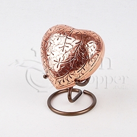 Copper Oak Brass Metal Heart Token Cremation Urn