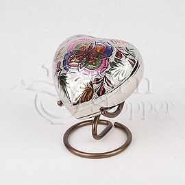 Lattice Floral Heart Brass Token Cremation Urn