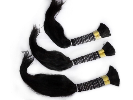 Natural double drawn indian silky bulk flabby human hair