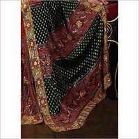 Patch Work Sarees - Silk Blend, 5.5m Length, Black Maroon, Integrated Broad Border | Elegant Design, Intricate Work, Comfortable Wear