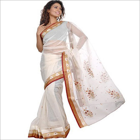 White Net Saree