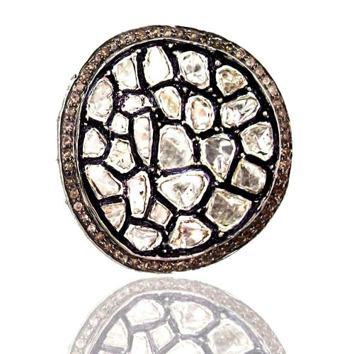 Diamond Gold Ring Jewelry - 14k Gold, 34 Mm, 4.84 Cts Diamond, Handcrafted Luxury Design