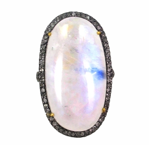 Moonstone Diamond Gold Ring