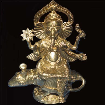 Brass Ganesha Statue - Handcrafted Brass, Varied Sizes, Polished Finish | Intricate Details, Traditional Art, Royal Look
