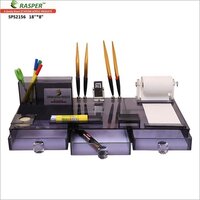 Rasper Executive Series Acrylic Pen Stand Multipurpose Desk Organizer Drawers With Paper Pad Roll (18x8 Inches) - Advantage: Premium Quality