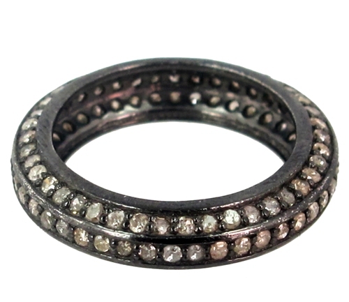 Pave Diamond Sterling Silver Ring