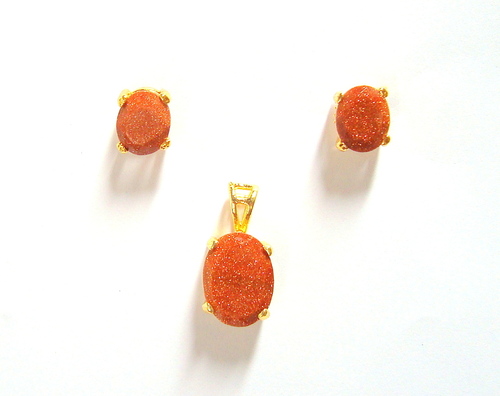 Brown Stone Pendant Set 219