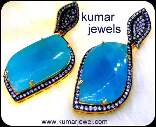 Aqua Blue Stone Earring